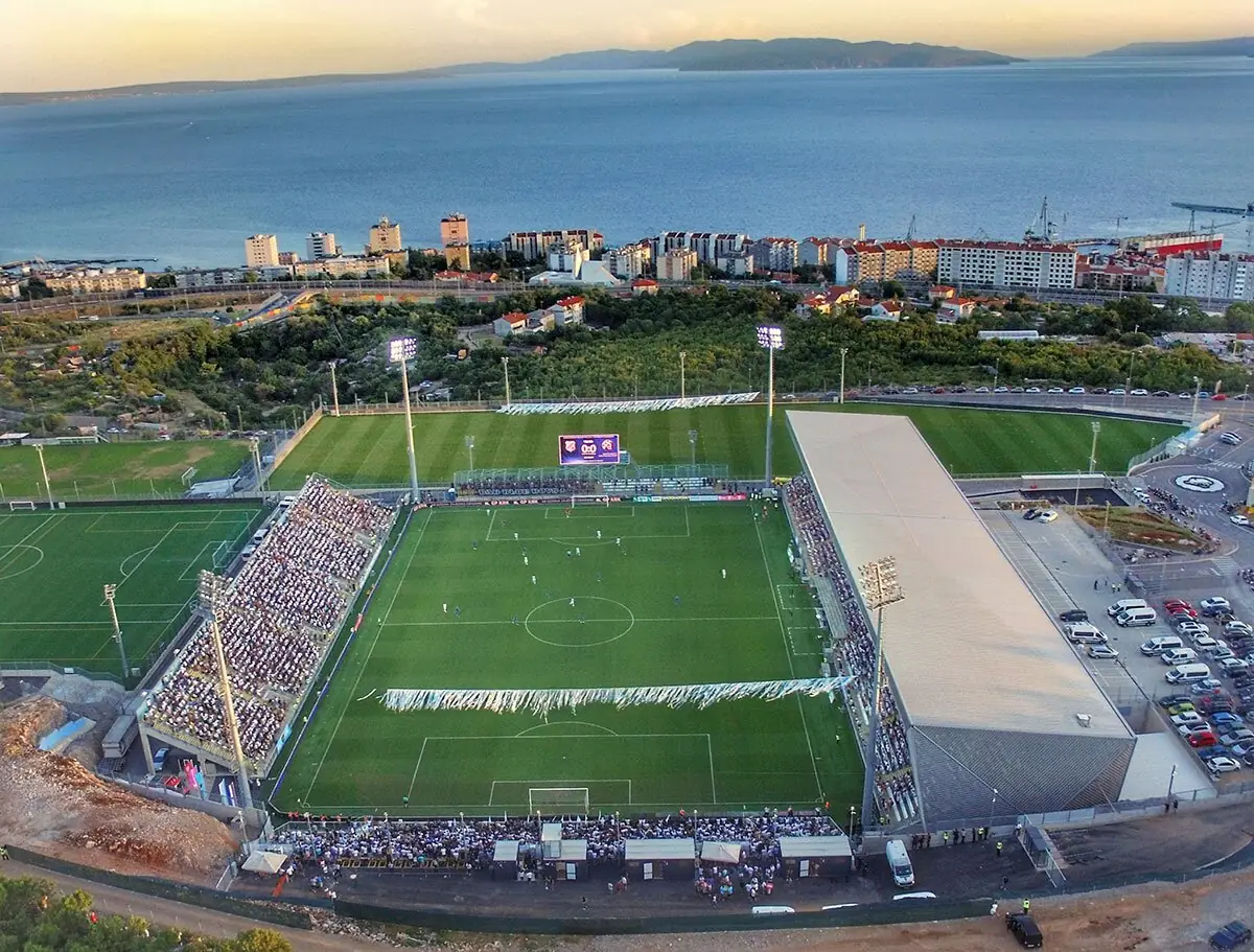 Stadion HNK Rijeka di Rujevica dari udara, lokasi laga Kroasia vs Inggris